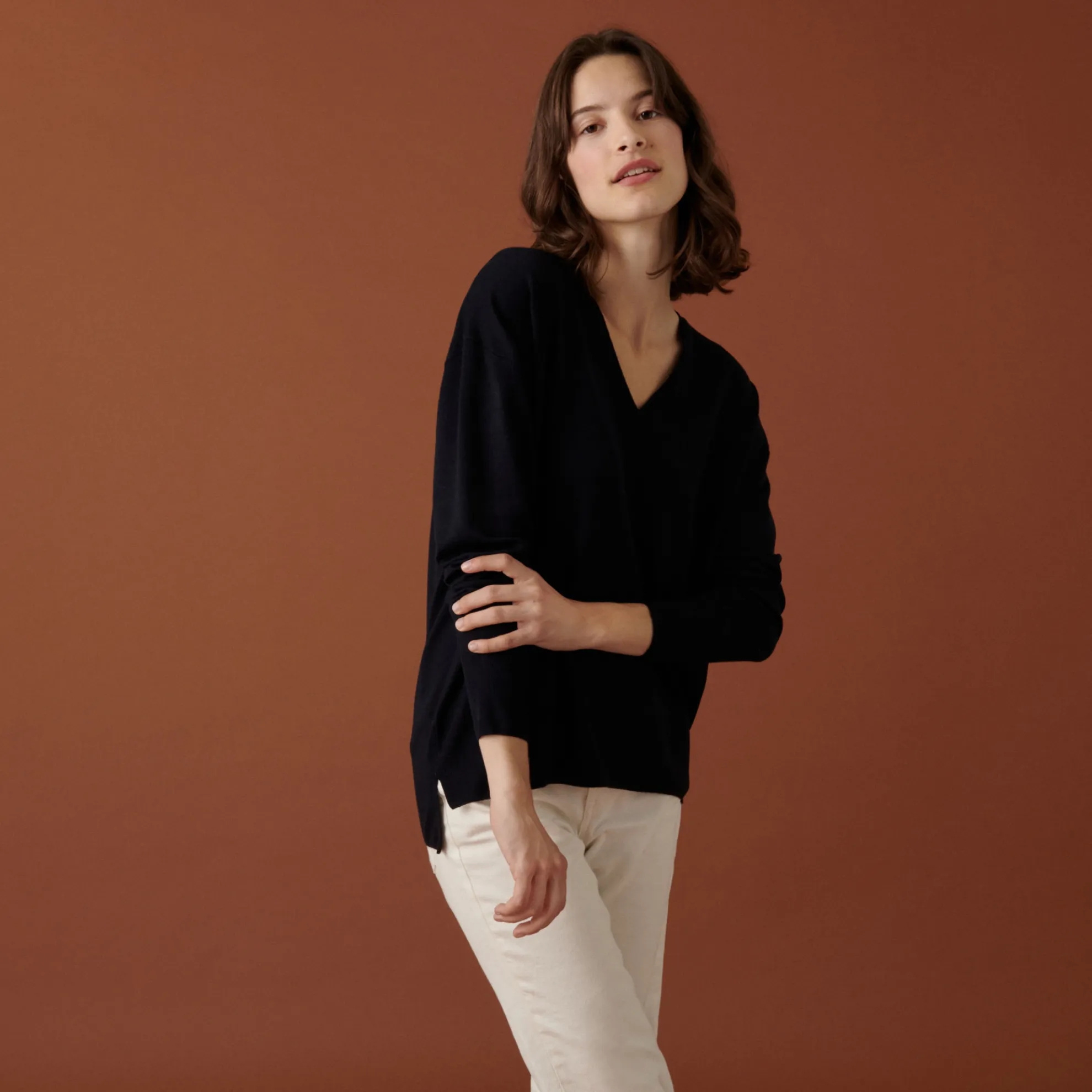 Maison Montagut Pull Col V A Fentes En Laine Merinos - Aurora>Femme Pulls