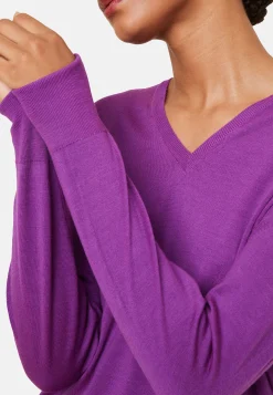 Maison Montagut Pull Col V A Fentes En Laine Merinos - Aurora><noscript><img width=