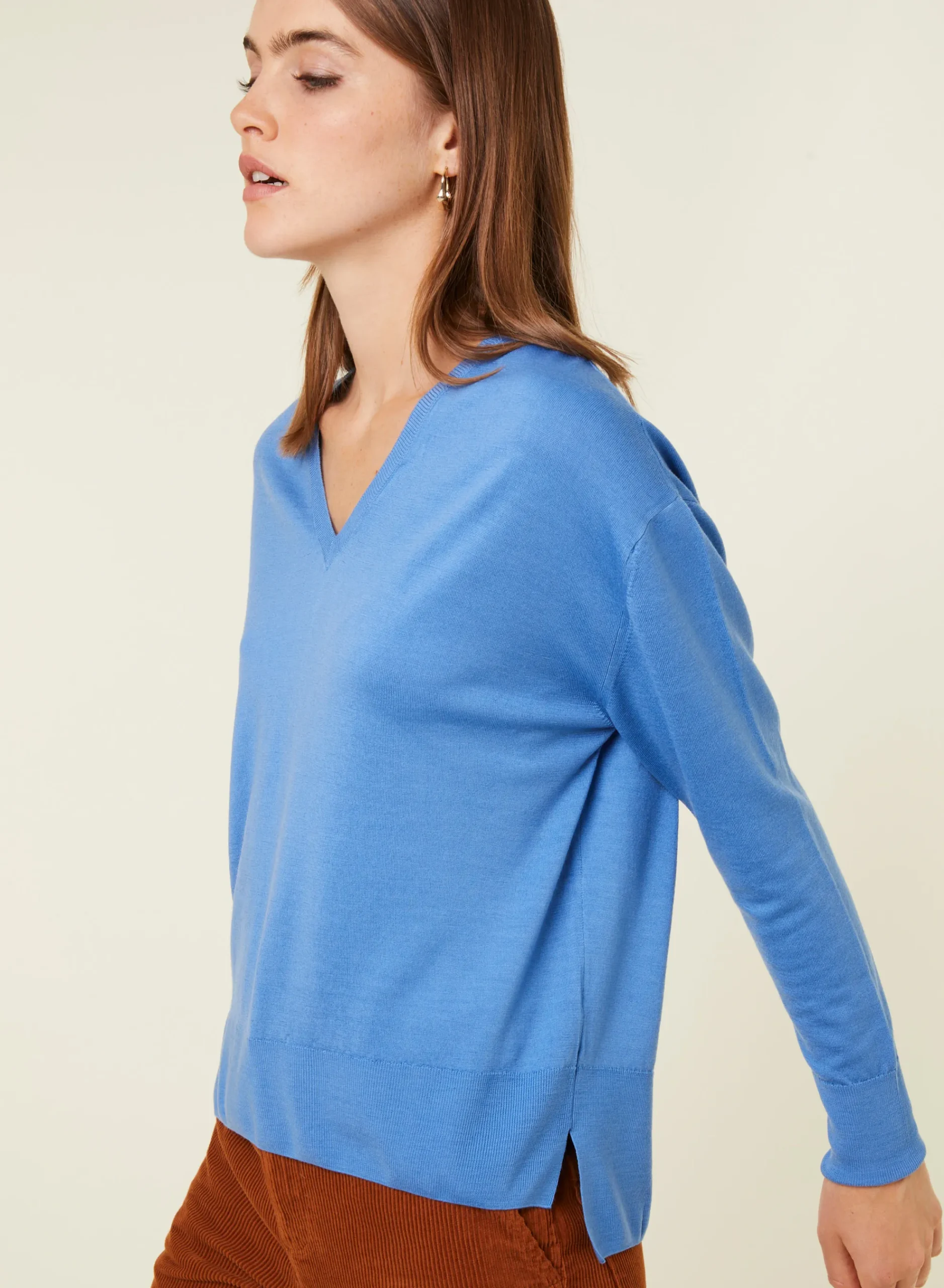 Maison Montagut Pull Col V A Fentes En Laine Merinos - Aurora>Femme Pulls