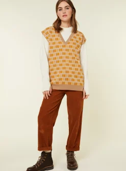 Maison Montagut Pull Col V A Motifs En Laine Merinos Sans Manches - Ganael>Femme Pulls