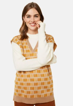 Maison Montagut Pull Col V A Motifs En Laine Merinos Sans Manches - Ganael><noscript><img width=