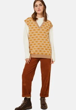 Maison Montagut Pull Col V A Motifs En Laine Merinos Sans Manches - Ganael><noscript><img width=