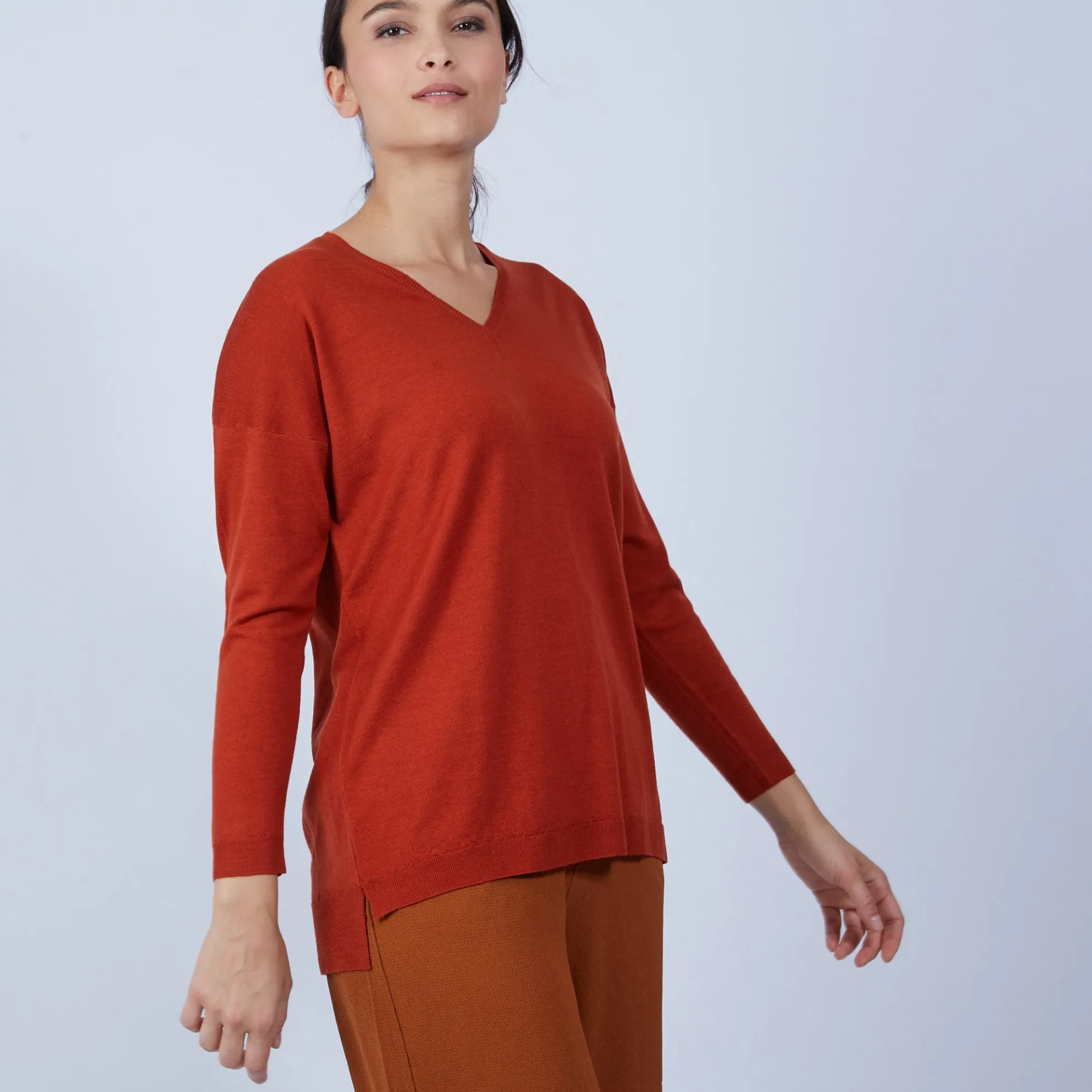 Maison Montagut Pull Col V Avec Fentes En Laine Merinos - Bernice>Femme Pulls