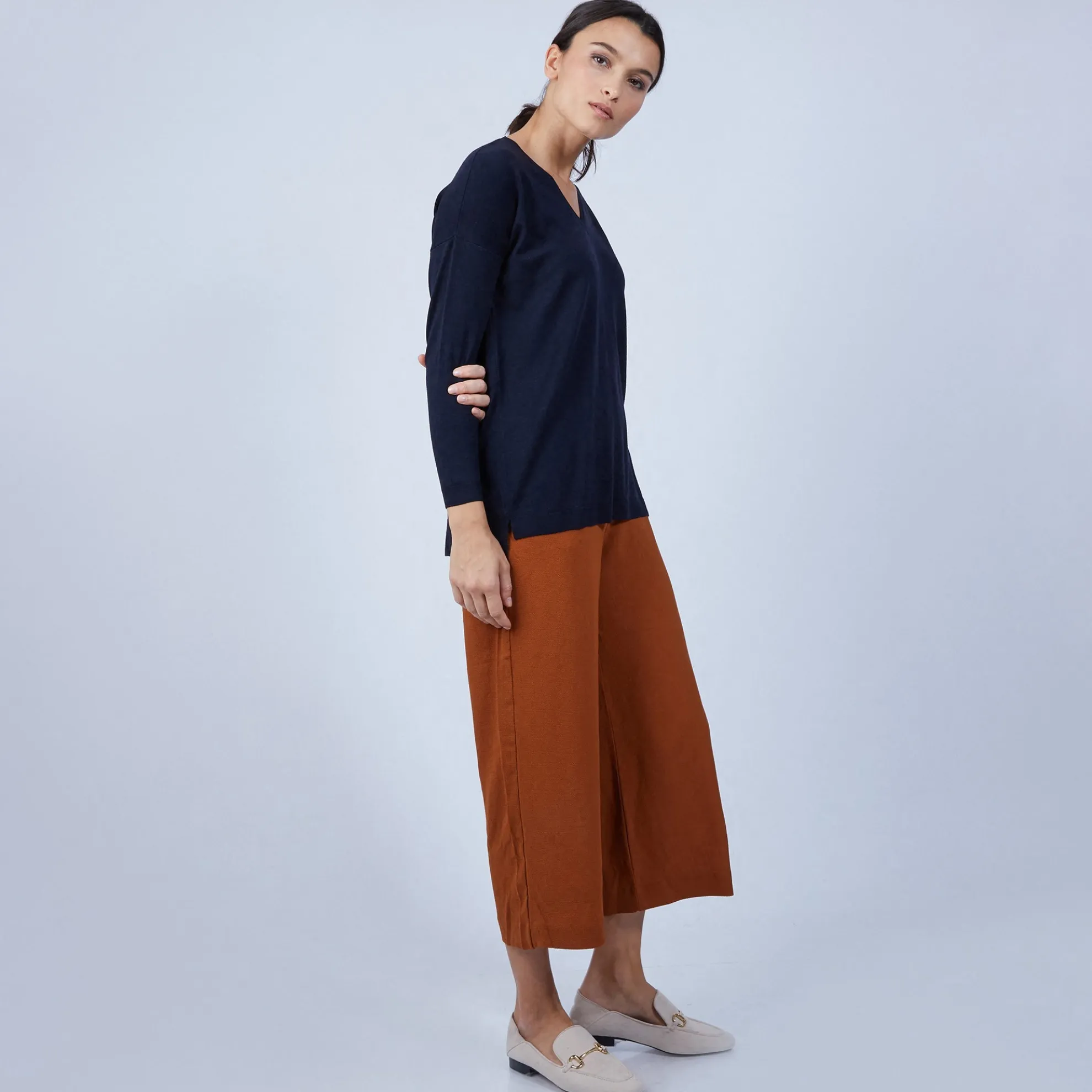 Maison Montagut Pull Col V Avec Fentes En Laine Merinos - Bernice>Femme Pulls