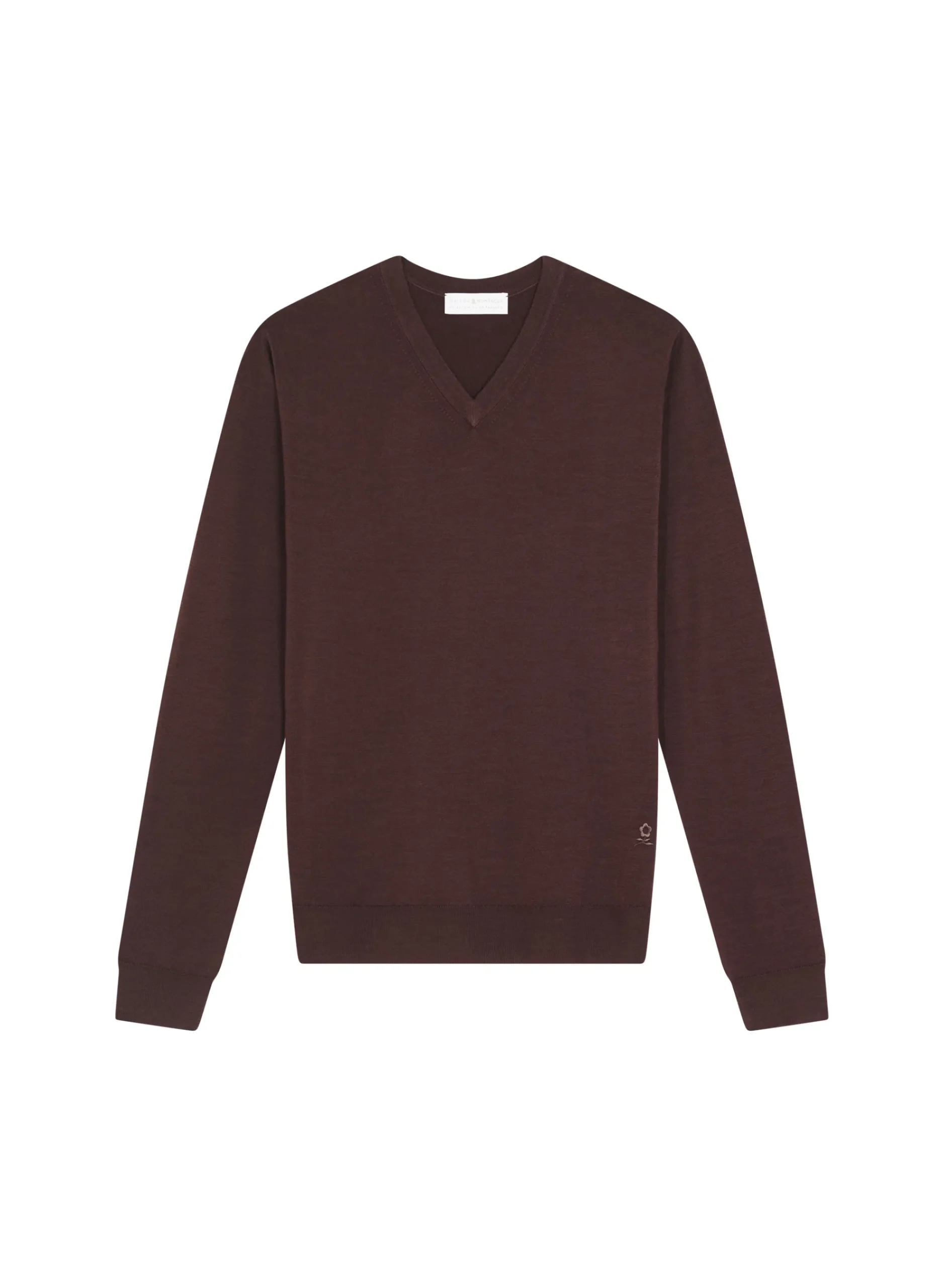 Maison Montagut Pull Col V Avec Logo En Laine Merinos - Elmo>Homme Pulls