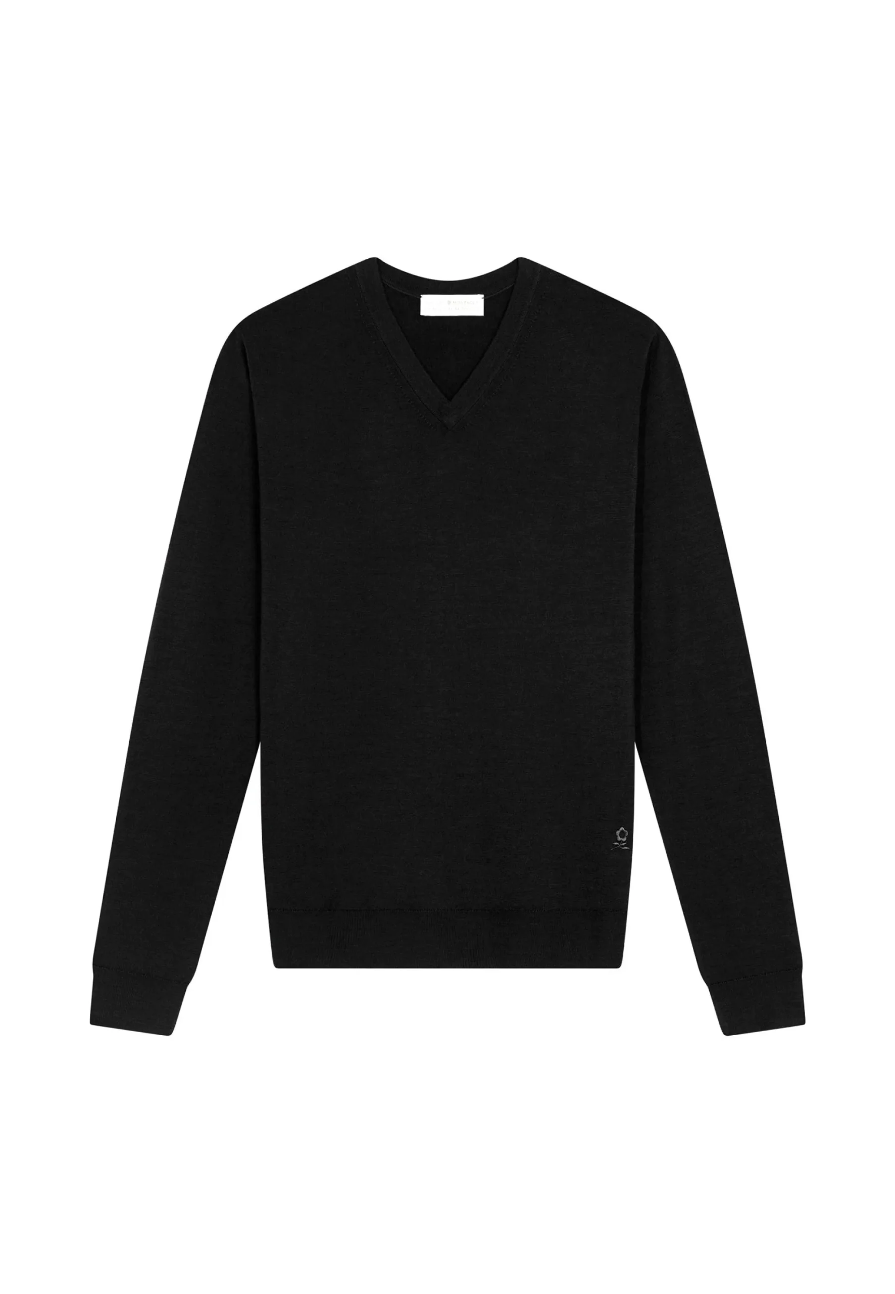 Maison Montagut Pull Col V Avec Logo En Laine Merinos - Elmo>Homme Pulls