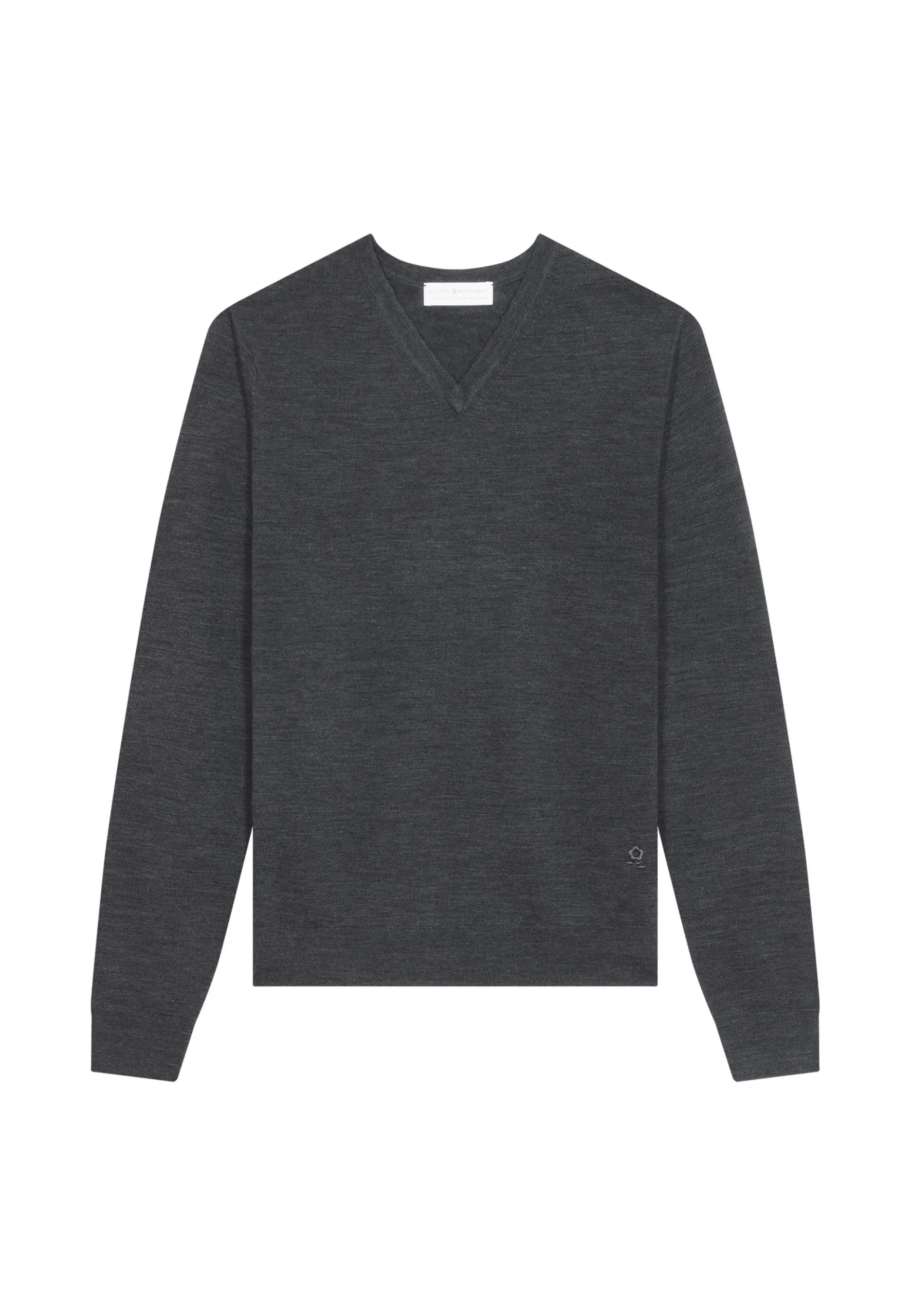 Maison Montagut Pull Col V Avec Logo En Laine Merinos - Elmo>Homme Pulls
