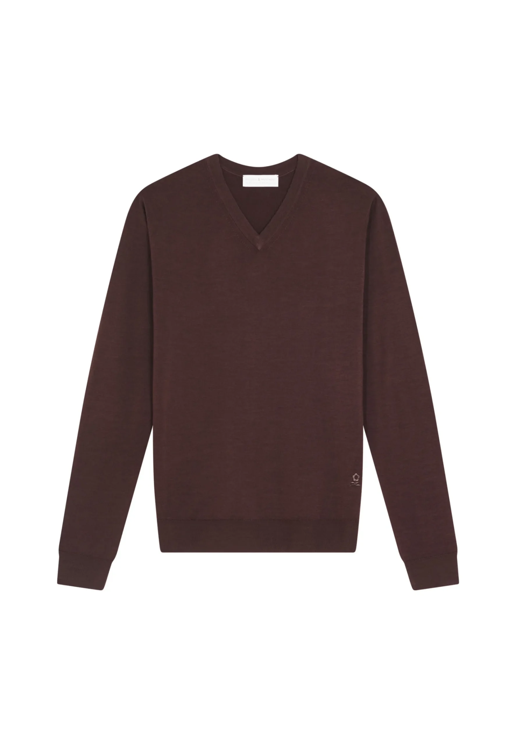 Maison Montagut Pull Col V Avec Logo En Laine Merinos - Elmo>Homme Pulls
