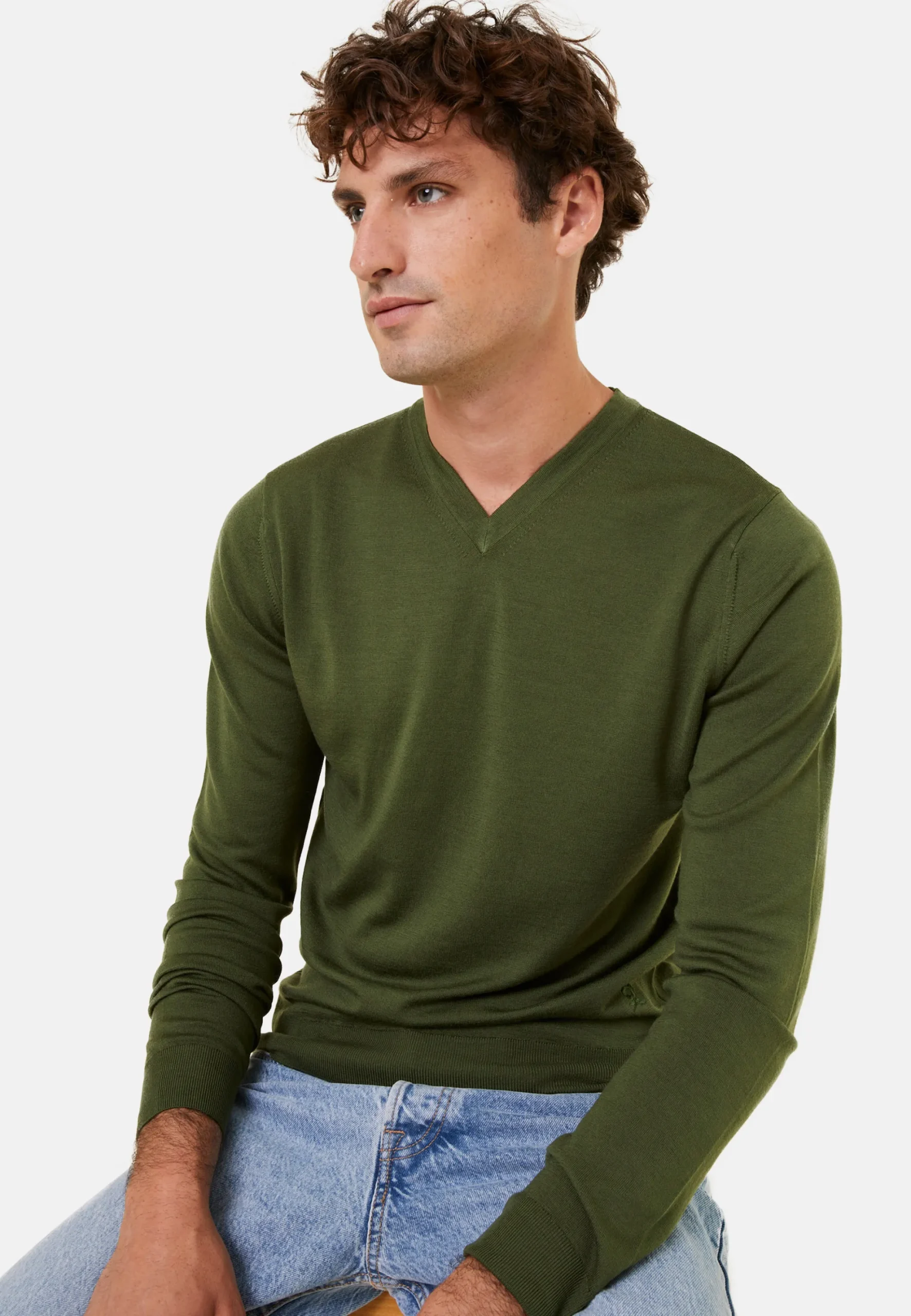 Maison Montagut Pull Col V Avec Logo En Laine Merinos - Elmo>Homme Pulls
