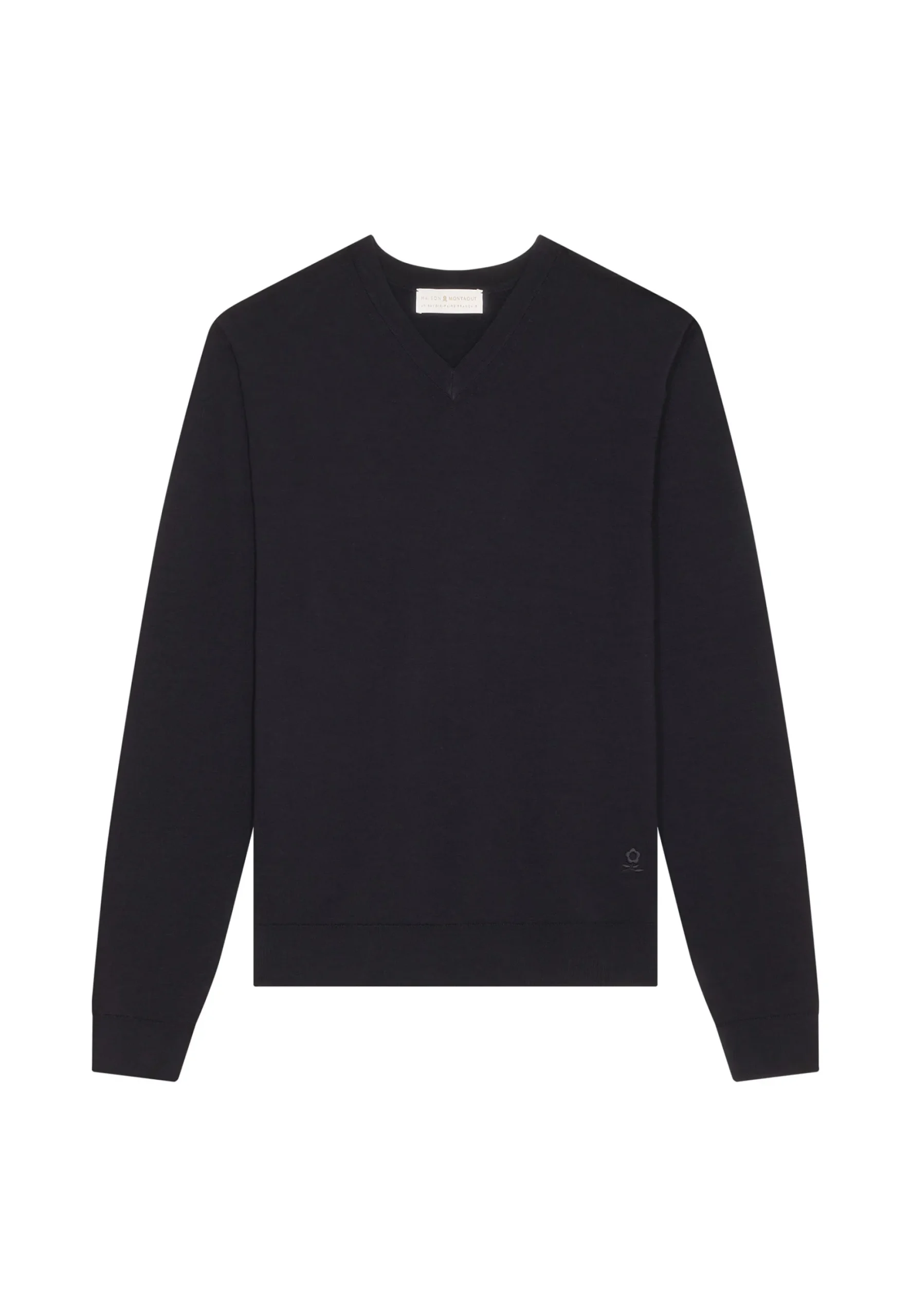 Maison Montagut Pull Col V Avec Logo En Laine Merinos - Elmo>Homme Pulls