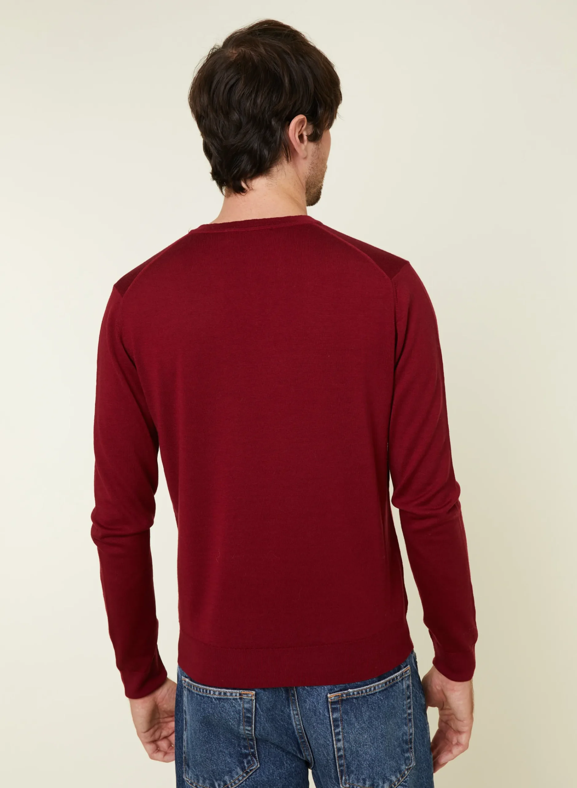 Maison Montagut Pull Col V Avec Logo En Laine Merinos - Elmo>Homme Pulls
