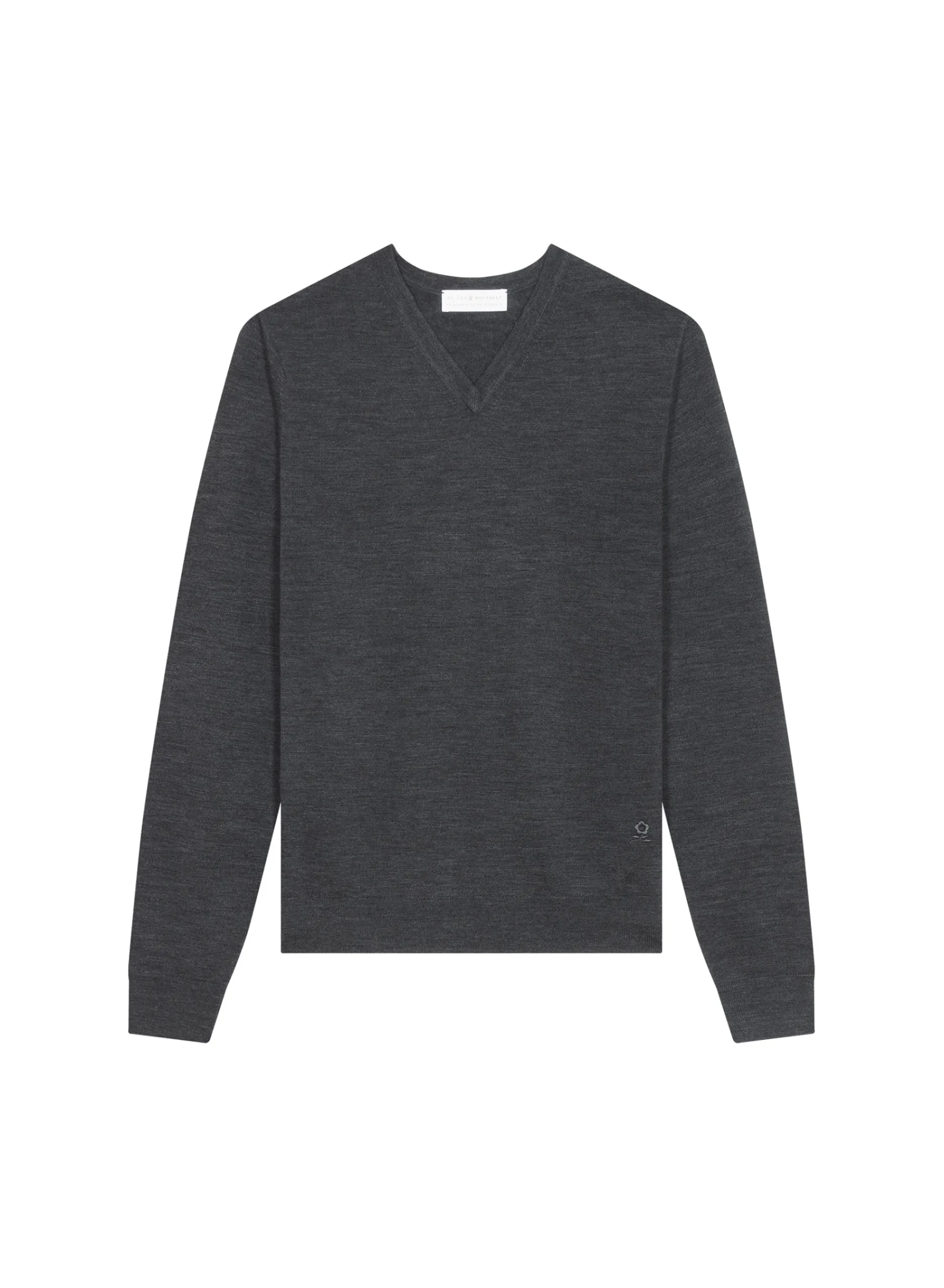 Maison Montagut Pull Col V Avec Logo En Laine Merinos - Elmo>Homme Pulls