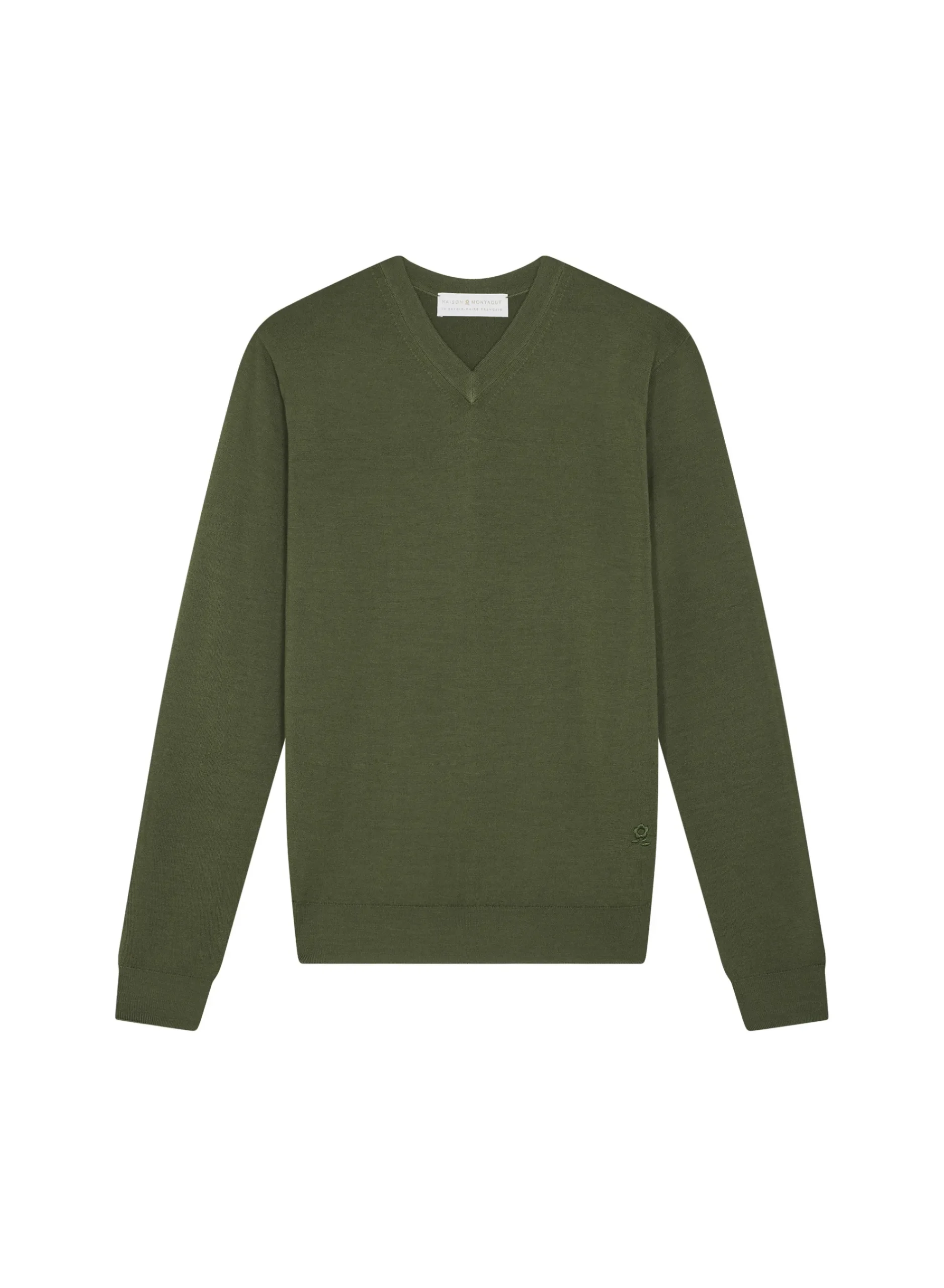 Maison Montagut Pull Col V Avec Logo En Laine Merinos - Elmo>Homme Pulls