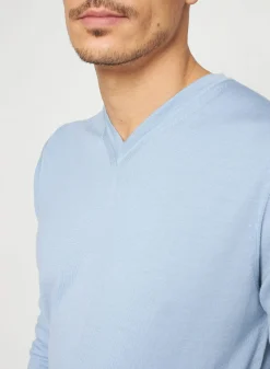 Maison Montagut Pull Col V Avec Logo En Laine Merinos - Elmo><noscript><img width=