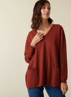 Maison Montagut Pull Col V En Cachemire A Fentes Cotes - Accacia><noscript><img width=