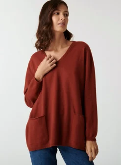 Maison Montagut Pull Col V En Cachemire A Fentes Cotes - Accacia><noscript><img width=