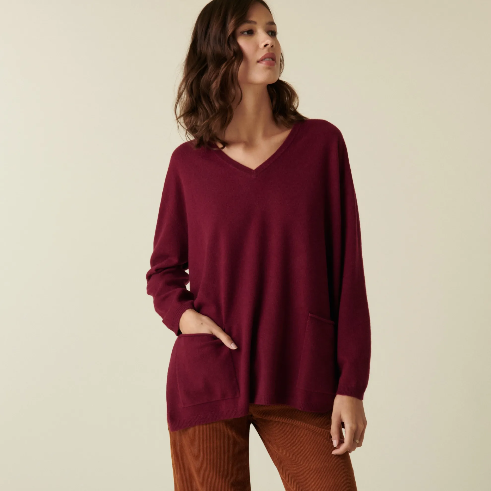 Maison Montagut Pull Col V En Cachemire A Fentes Cotes - Accacia>Femme Pulls