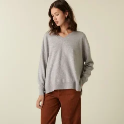 Maison Montagut Pull Col V En Cachemire A Fentes Et Bords Cotes - Alienor><noscript><img width=