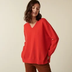 Maison Montagut Pull Col V En Cachemire A Fentes Et Bords Cotes - Alienor><noscript><img width=