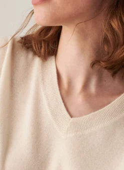 Maison Montagut Pull Col V En Cachemire A Fentes Et Bords Cotes - Alienor><noscript><img width=