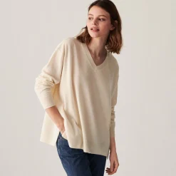 Maison Montagut Pull Col V En Cachemire A Fentes Et Bords Cotes - Alienor><noscript><img width=