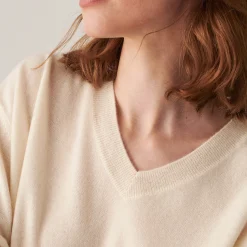 Maison Montagut Pull Col V En Cachemire A Fentes Et Bords Cotes - Alienor><noscript><img width=