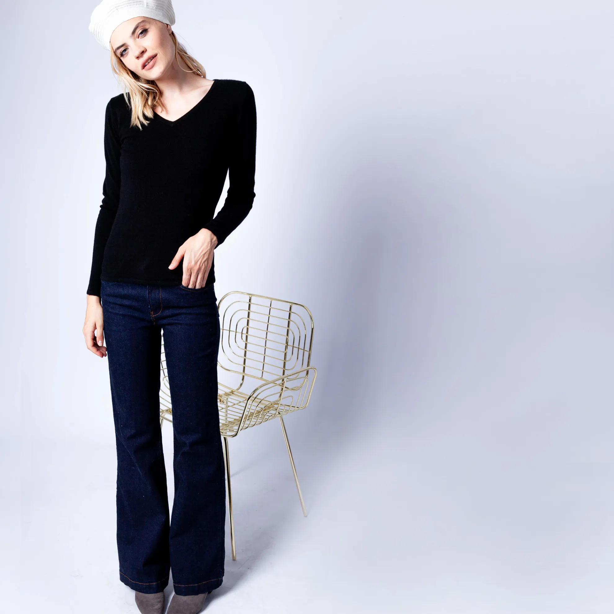 Maison Montagut Pull Col V En Cachemire Intemporel - Eniva>Femme Pulls