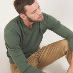 Maison Montagut Pull Col V En Coton Cachemire - Brent><noscript><img width=