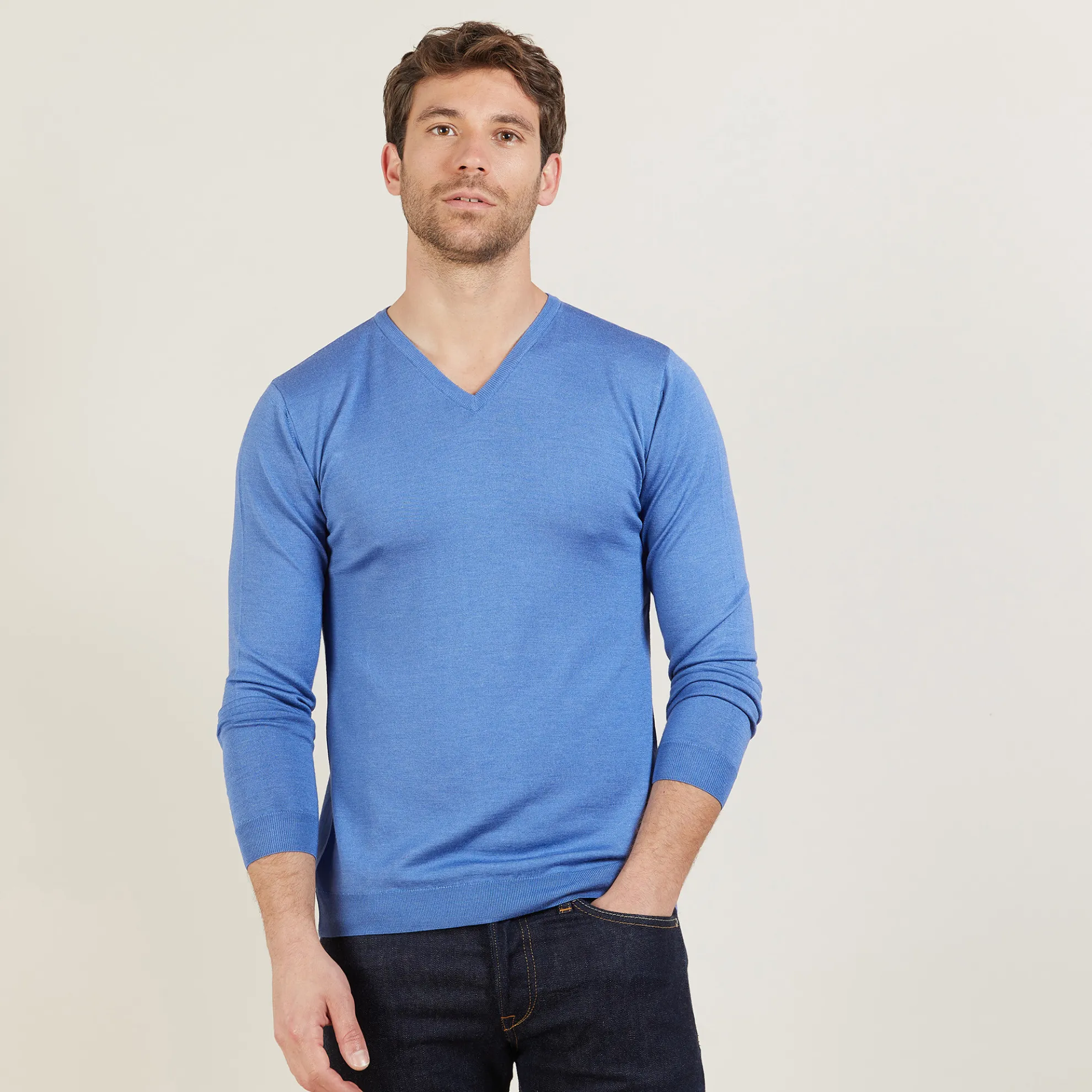 Maison Montagut Pull Col V En Laine Et Soie - Bessie>Homme Pulls