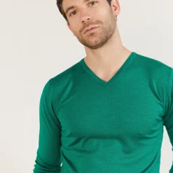 Maison Montagut Pull Col V En Laine Et Soie - Bessie><noscript><img width=