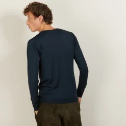 Maison Montagut Pull Col V En Laine Et Soie - Basil><noscript><img width=