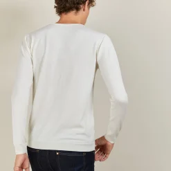 Maison Montagut Pull Col V En Laine Et Soie - Basil><noscript><img width=