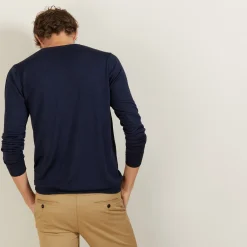 Maison Montagut Pull Col V En Laine Et Soie - Basil><noscript><img width=