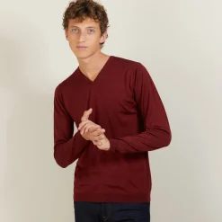 Maison Montagut Pull Col V En Laine Et Soie - Basil><noscript><img width=