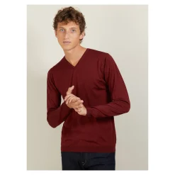 Maison Montagut Pull Col V En Laine Et Soie - Basil><noscript><img width=