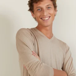 Maison Montagut Pull Col V En Laine Et Soie - Basil><noscript><img width=