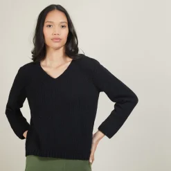 Maison Montagut Pull Col V En Laine Et Soie - Blovis><noscript><img width=