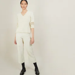 Maison Montagut Pull Col V En Laine Et Soie - Blovis><noscript><img width=