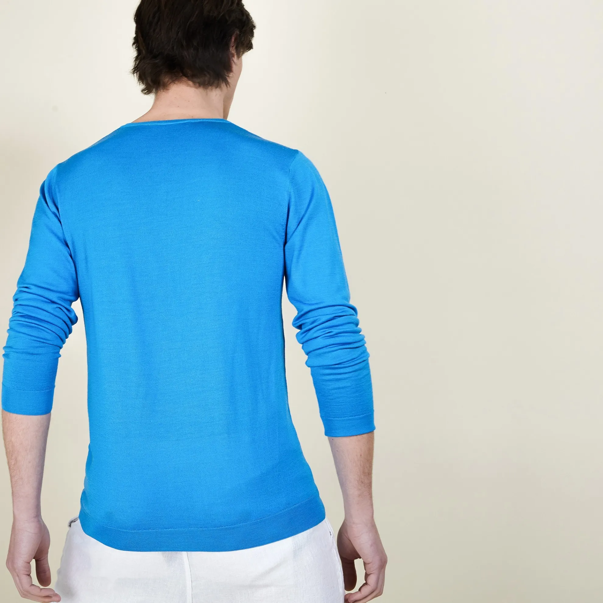 Maison Montagut Pull Col V En Laine Et Soie - Basil>Homme Pulls