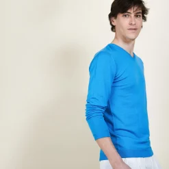 Maison Montagut Pull Col V En Laine Et Soie - Basil><noscript><img width=