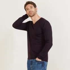 Maison Montagut Pull Col V En Laine Merinos - Bibiane><noscript><img width=