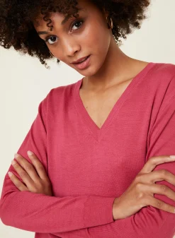 Maison Montagut Pull Col V En Laine Merinos - Arya><noscript><img width=