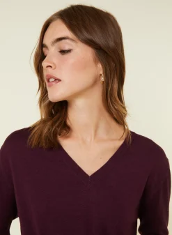 Maison Montagut Pull Col V En Laine Merinos - Arya><noscript><img width=