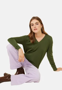 Maison Montagut Pull Col V En Laine Merinos - Arya><noscript><img width=