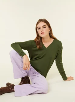 Maison Montagut Pull Col V En Laine Merinos - Arya><noscript><img width=