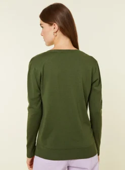 Maison Montagut Pull Col V En Laine Merinos - Arya><noscript><img width=