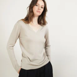 Maison Montagut Pull Col V En Laine Merinos - Boule><noscript><img width=