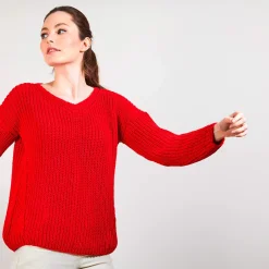 Maison Montagut Pull Col V En Maille Cotelee - Bulle><noscript><img width=