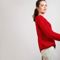 Maison Montagut Pull Col V En Maille Cotelee - Bulle><noscript><img width=