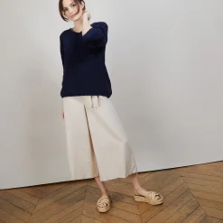 Maison Montagut Pull Col V En Maille Cotelee - Bulle><noscript><img width=